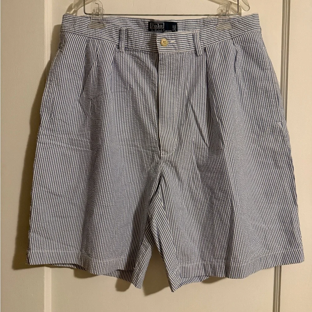 Vintage Polo Ralph Lauren Men's Tyler Seersucker Preppy Coastal Shorts 36